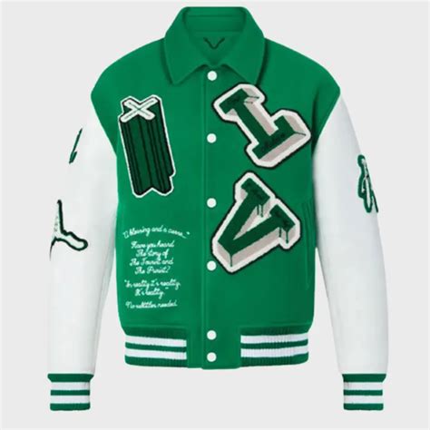 bomber louis vuitton varsity leather jacket green|louis vuitton reflective jacket.